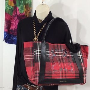VS limited edition red plaid canvas shopper bag